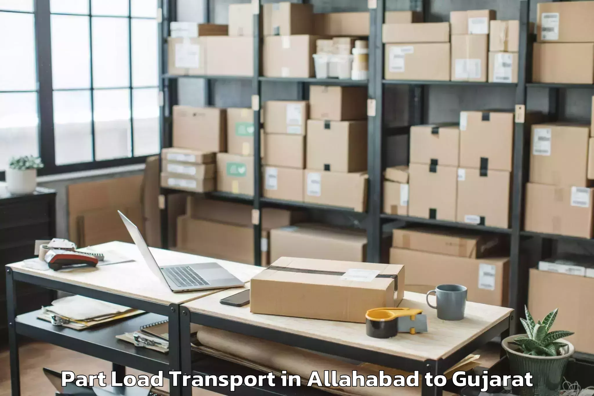 Trusted Allahabad to Keshod Airport Ixk Part Load Transport